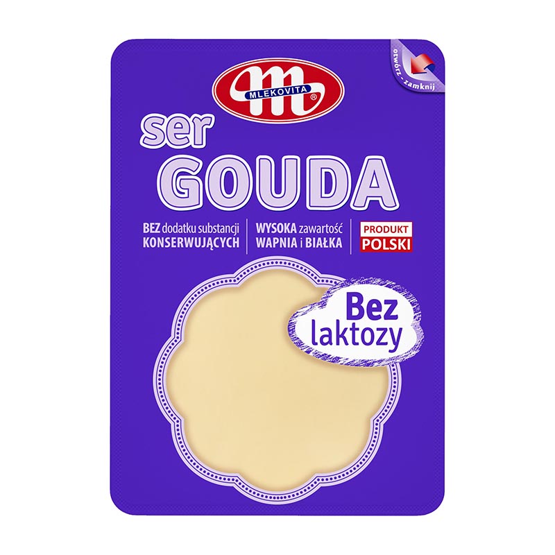 Сир Гауда без лактози, ТМ "Mlekovita", нарізка 150г