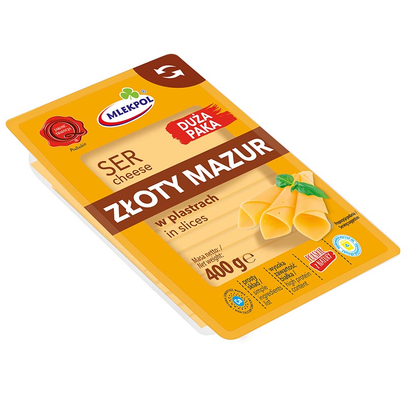 Сир "Золотий мазур",ТМ "Млекпол", нарізка 400г