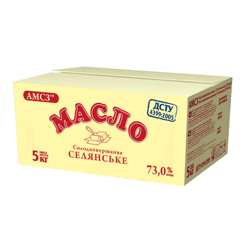 Масло солодковершкове "Екстра" ДСТУ "АМСЗ", жирністю 82%. Моноліт 5кг